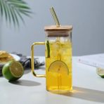 Sarı 400ML 400ML Kapaklı ve Pipetli Kare Kupa Tek Renkli Saplı Katmanlı Içecek Cam Bardak Soda Buzlu Kahve Süt Kabarcık Çay Su (Yurt Dışından) - 1 Adet - 1 lt