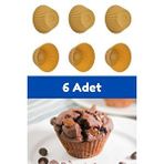Sarı 6'lı Silikon Mini Browni Kalıbı - Muffin Kalıbı 6 Adet Cupcake Kek Kalıbı Seti