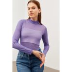 Sarı Butik Tül Transparan Bluz - Mor - 38