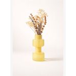 Sarı Cam Vazo Dekoratif Şeffaf Modern Salon Konsol Orta Sehpa Çiçek Vazosu 15 cm