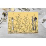Sarı Çiçek Tasarımlı Kumaş Amerikan Servis 4'lü Set Keten Kumaş Ulusl. Yıkama ve Solmama Sertifikası - 35 x 50 cm - Çok Renkli