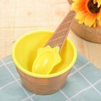 Sarı Çocuk Renkli Dondurma Kase Koni Kaşık Seti Plastik Kase Çocuklar Parti Tart Tarzı Tatlı Küçük Kase Mutfak Aksesuarları Araçları (Yurt Dışından) - Ice Cream Scoops & Stacks