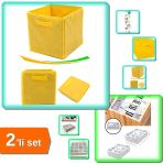 Sarı Çok Amaçlı Dolap İçi Düzenleyici Kutu + 12 Bölmeli Pratik Çekmece Düzenleyici - 2Li Set J2e4k8