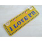 Sarı Dekor Plaka - I Love Fb (22X7,5Cm) Vantuzlu Pleksi Dekor Levha Sarı Lacıvert Plaka