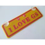 Sarı Dekor Plaka - I Love Gs (22X7,5Cm) Vantuzlu Pleksi Dekor Levha Sarı Kırmızı Plaka