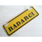 Sarı Dekor Plaka - Radarcı (22X7,5Cm) Vantuzlu Pleksi (Dekor Levha) Sarı Plaka