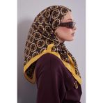 Sarı Eliptik Desen Twill İpek Eşarp