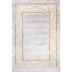Sarı Geometrik Pamuk Makinada Yıkanabilir Kaymaz Taban Dijital Makine Baskı Salon Halı-I-Gm_Blackbrown-13568S-300x400