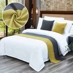 Sarı Gri Renk Eşleşen Yatak Örtüsü Yatak Örtüsü Yatak Tek Kraliçe Kral Yorgan Havlu Ev Otel Dekorasyonları 45 cm Yastık Kılıfı Seti - Yatak Odası Dekoru için Yumuşak ve Şık Eşarp (2 Adet)