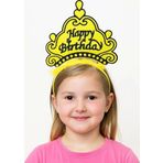 Sarı Happy Birthday Prenses Tacı – Doğum Günü Taç Aksesuarı