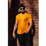 Sarı Hardal Basic Rahat İnce Petek Kumaş Spor Erkek Tshirt 22etshport