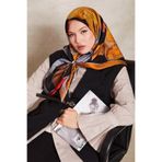 Sarı Karışık Desen Twill İpek Eşarp