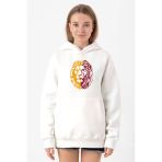 Sarı Kırmızı Aslan Beyaz Kadın 3İp Kapşonlu Sweatshirt