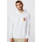 Sarı Kırmızı Parmak İzi Beyaz Erkek 3İp Kapşonlu Sweatshirt