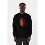 Sarı Kırmızı Parmak İzi Siyah Erkek 2İp Sweatshirt
