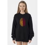 Sarı Kırmızı Parmak İzi Siyah Kadın 2İp Sweatshirt