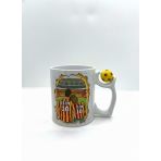 Sarı Kırmızı Sevgililere Özel Kupa Bardak - Taraftar Kupa Bardak - Kişiye Özel Sarı Kırmızı Hediye Mug (Tema 1, Futbol Toplu)