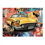 Sarı Klasik Araba Grafiti Art Mdf Poster 35cm X50cm