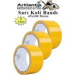 Sarı Koli Bantı 100 Metre 3 Adet 45mm x 100 Metre Renkli Koli Bandı Extra Güçlü Formül Akrilik Koli Bandı