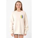 Sarı Lacivert Parmak İzi Ekru Kadın 2İp Sweatshirt