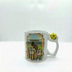 Sarı Lacivert Sevgililere Özel Kupa Bardak - Taraftar Kupa Bardak - Kişiye Özel Sarı Lacivert Hediye Mug (Tema 1, Futbol Toplu)