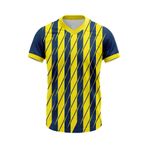 Sarı Lacivert V Yaka Çapraz Çizgili Çubuklu Taraftar Forması