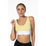 Sarı Lotus Desenli Yüksek Destekli Sırt Detaylı Kaplı Kadın Spor Sütyeni - 2XL - 639-Sarı