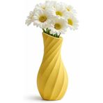 Sarı Modern Burgu Vazo 15 cm – El Yapımı Taş Tozu & Reçine Dekoratif Vazo, Minimalist Masa Sehpa Raf Dekoru