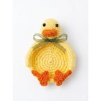 Sarı Ördek Amigurumi El Örgüsü Bardak Altlığı - Çok Amaçlı Dekoratif Takı ve Anahtar Tabağı - El Yapımı Örgü Figürlü Coaster