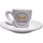 Sarı Papyon Damat Kahvesi Kahve Fincanı - Beyaz - Siyah - Metalik Altın - 64 cc
