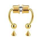 Sarı Paslanmaz Çelik Mıknatıslı Fake Sahte Septum Piercing