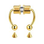 Sarı Paslanmaz Çelik Mıknatıslı Fake Sahte Septum Piercing