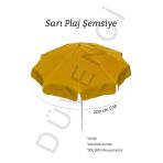Sarı Plaj Şemsiyesi 200 Cm Çap /10 Telli, Polyester Kumaş