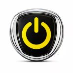 Sarı Power Logo Metal Araç Amblemi 3D Krom Çerçeveli Oto Panjur Bagaj Arması Universal