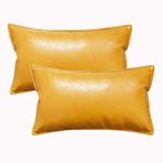 Sarı PU Deri Kırlent Kılıfı 2'li Kare ve Dikdörtgen Yastık Kılıfı Kanepe Kanepe Yatak Araba için 30 * 50 cm Yumuşak ve Şık Ev Dekoru