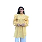 Sarı Puantiyeli Omuzdan Fırfırlı Poplin Tunik