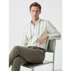 Sarı Regular Fit Çizgili Poplin Erkek Gömlek