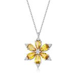Sarı Safir Lotus Çiçeği Kolye
