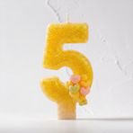 Sarı Sim Pasta Mumu Doğum günü mum 1 yaş Balon Konsept (5)