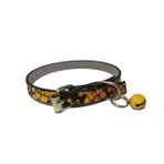 Sarı Siyah Anakonda Desen Derili 1 Cm Metal Kilit Tokalı Zilli Kedi Tasması
