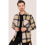 Sarı Siyah Geçişli Oversize Oduncu Erkek Gömlek