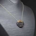 Sarı Siyah Zirkon Taşlı Dalgalı Tasarım 925 Ayar Kadın Gümüş Kolye
