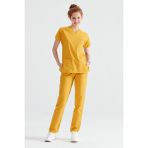 Sarı Takım Terikoton Ince Kumaş Dr Greys Kesim Forma - XS