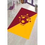 Sarı Ve Kırmızı Kaymaz Taban Makinede Yıkanabilir Taraftar Halısı Vh076