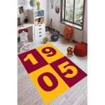 Sarı Ve Kırmızı Kaymaz Tabanlı Yıkanan Taraftar Halısı Kd062