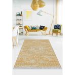 Sarı Vintage Dokuma Pamuk Tabanlı Kaymaz Kilim Klm249