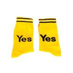 Sarı Yes Yazılı Tasarım Unisex Soket Çorap 36-42