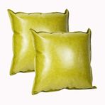 Sarı Yeşil PU Deri Yastık Kılıfları 2'li Set Kanepe Kanepe Yatak Araba Kare ve Dikdörtgen Yastık Kılıfları 50x50 cm Dekoratif Kırlent Kılıfları