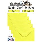 Sarı Zarf 13X18 Cm 10 Adet Sarı Mektup Zarfı Davetiye Zarfı Kartpostal Çekiliş Hediye Zarfı