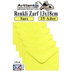 Sarı Zarf 13X18 Cm 25 Adet Sarı Mektup Zarfı Davetiye Zarfı Kartpostal Çekiliş Hediye Zarfı